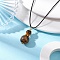 Natural Tiger Eye Gourd Pendant Necklaces, Polyester Cord Necklaces for Women, with Alloy & Brass & Iron Findings, Golden, 18.31 inch(46.5cm)