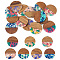 Pandahall 14Pcs 7 Colors Resin and Walnut Pendants, Flat Round, Mixed Color, 38x2.5mm, Hole: 2mm, 2pcs/color