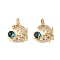 Moon with Unicorn Rack Plating Brass Micro Pave Cubic Zirconia Pendants, with Glass, Long-Lasting Plated, Real 18K Gold Plated, 19.5x19.5x3mm, Hole: 5x3mm