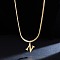 316 Surgical Stainless Steel Initial Pendant Flat Snake Chain Necklaces for Women, Golden, Letter N, 15.75 inch(40cm)