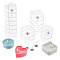 Plastic Candle Cups, with Paraffin Candle Wick, Candle Making Tools, Heart & Square & Column, Clear, 38x38x18mm, Inner Diameter: 36x37mm, 10pcs