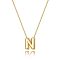 Brass Initial Pendant Box Chain Necklaces for Women, Golden, Letter N, 16.54 inch(42cm)