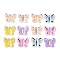 Resin Pendants, Butterfly Charms, with Platinum Iron Loop, Mixed Color, 20~21x23~23.5x4.5~5mm, Hole: 1.8~2mm