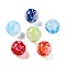 Handmade Lampwork Beads, Round with Flower, Mixed Color, 12x12~12.5mm, Hole: 1.2~1.6mm