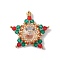 Christmas Glass & Seed Bead Woven Pendants, Star, Mixed Color, 30x28x6.5mm, Hole: 1.8mm