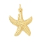 Brass Pendants, with Jump Ring, Rack Plating, Long-Lasting Plated, Lead Free & Cadmium Free, Real 18K Gold Plated, Starfish, 19.5x16x3mm, Hole: 3.5mm