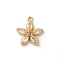 Brass Micro Pave Cubic Zirconia Charms, Cadmium Free & Nickel Free & Lead Free, Flower, Golden, 12x11x4mm, Hole: 1mm