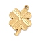 304 Stainless Steel Pendants, Ion Plating(IP), Clover Charm, Real 18K Gold Plated, 25.5x18.5x2.5mm, Hole: 1.8mm