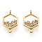 Brass Micro Pave Cubic Zirconia Links connectors, Nickel Free, Hexagon, Clear, Real 18K Gold Plated, 14.5x9x2.5mm, Hole: 1mm