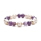 Natural Amethyst & Pearl Round Beaded Stretch Bracelet for Women, Inner Diameter: 2 inch(5cm)