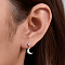 S925 Sterling Silver Star & Moon Dangle Stud Earrings, with Clear Cubic Zirconia, Left and Right, Silver, 15~17x8mm