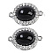 Brass Micro Pave Clear Cubic Zirconia Connector Charms, Black Glass Oval Links, Platinum, 18x12x7.5mm, Hole: 1.2mm