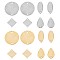 32Pcs 8 Styles Stainless Steel connector Charms, Geometric Links, Teardrop & Flat Round & Oval & Rhombus, Golden & Silver, 12.5~20x8~20x0.5~1mm, Hole: 1.2~1.8mm, 4pcs/style