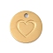 304 Stainless Steel Charms, Laser Cut, Flat Round Charm, Golden, Heart, 10x1mm, Hole: 1mm