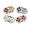 Brass Crystal Rhinestone Oval with 2 Flower Multi-Strands Links, Enamel Style, Cadmium Free & Lead Free, Rack Plating, Platinum, Mixed Color, 13x24x7mm, Hole: 2mm