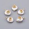 Natural Cultured Freshwater Pearl Pendants, with Cubic Zirconia and Brass Findings, Long-Lasting Plated, Horse Eye, Real 18K Gold Plated, 14~21x9~16x5~9mm, Hole: 1.5mm