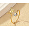 Brass Crystal Rhinestone Cuff Toe Rings, Golden, Butterfly, Inner Diameter: 15mm