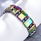Electroplate Synthetic Non-magnetic Hematite Beads Stretch Bracelets for Men Women, Rectangle, Rainbow Plated, Inner Diameter: 2-1/4 inch(5.85cm)