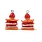 Spray Painted Opaque Resin Pendants, Imitation Food, Strawberry Napoleon Charm, with Platinum Tone Iron Loops, Red, 28x20x10mm, Hole: 2mm