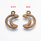 Tibetan Style Alloy Pendants, Moon, Antique Bronze, Lead Free & Cadmium Free & Nickel Free, 17x11x1mm, Hole: 1.5mm