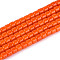 Opaque Solid Color Glass Beads Strands, Column, Coral, 3.5x4~4.5mm, Hole: 0.7~0.9mm, about 102~108pcs/strand, 14.17~14.96 inch(36~38cm)