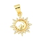 Brass Micro Pave Cubic Zirconia Pendants, Cadmium Free & Lead Free, Real 18K Gold Plated, Sun, 18.5x15.5x1.5mm, Hole: 4x6mm