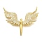 Brass Micro Pave Clear Cubic Zirconia Pendants, Angel, Rack Plating, Cadmium Free & Lead Free, Long-Lasting Plated, Real 18K Gold Plated, 31.5x35.5x2.5mm, Hole: 1.4mm