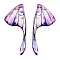 Epoxy Resin Wing Pendants, Butterfly Wing Charms, Orchid, 39x15.5x3mm, Hole: 1.2mm