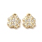304 Stainless Steel Charms, with Rhinestone, Clover, Real 18K Gold Plated, 12x10x2.7mm, Hole: 1.6mm