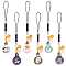12Pcs 6 Colors Lamp Bulb with Cat Printed Alloy Mobile Straps, Nylon Cord Mobile Accessories Decoration, Mixed Color, 110mm, 2pcs/color