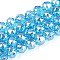 AB Color Plated Transparent Glass Round Beads Strands, Faceted, Deep Sky Blue, 7.5~8.5x7~7.5mm, Hole: 1.2~1.6mm, about 25~26pcs/strand, 6.89~7.48''(17.5~19cm)