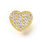 Brass Micro Pave Cubic Zirconia Charms, Nickel Free, Real 18K Gold Plated, Heart, 9.5x10.5x5mm, Hole: 5.5x2.5mm