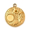 304 Stainless Steel Pendant Cabochon Settings, Flat Round, Ion Plating(IP), Real 18K Gold Plated, Tray: 4mm, 14.5x12x3mm, Hole: 1.5mm