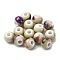 Handmade Porcelain Beads, Round, Beige, 6~7x5~6mm, Hole: 2mm