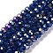 Baking Electroplate Glass Beads Strands, AB Color, Faceted, Round, Royal Blue, 8x6mm, Hole: 1mm, about 60~62pcs/strand, 15.75''(39~40cm)