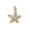 Brass Micro Pave Clear Cubic Zirconia Pendants, Starfish, Golden, Clear, 20x19x4mm, Hole: 5x2mm