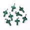 Synthetic Malachite Pendants, Dyed, with Brass Pinch Bails, Platinum Plated, Cross, 23.5~28x15~18x4mm, Hole: 3x6mm