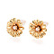 Brass ABS Imitation Pearl Stud Earrings, Flower, Nickel Free, Real 18K Gold Plated, 14x14mm