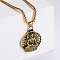 316L Surgical Stainless Steel Fashionable Punk Hip-hop Pendant Necklace, Round Buddha, Golden, 23.62 inch(60cm).