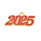 Alloy Enamel Pendants, Number 2025 Charm, Golden, Red, 19x38x1.5mm, Hole: 3.5mm