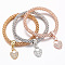 3Pcs Heart Zinc Alloy Charm Bracelets, Popcorn Chains Bracelets for Women, with with Crystal Rhinestone, Mixed Color, Inner Diameter: 2-3/8 inch(6cm)