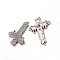 Stainless Steel Enamel Religion Connector Charms, Melting Corss Links, Stainless Steel Color, Pink, 30mm