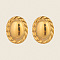 304 Stainless Steel Oval Stud Earrings, Real 18K Gold Plated, 27x22mm