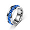 304 Stainless Steel Gear Rotatable Finger Rings, Fidget Spinner Ring for Calming Worry Meditation, Blue, US Size 8(18.1mm)