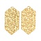 Ion Plating(IP) 304 Stainless Steel Pendants, Textured Hexagon Charm, Real 18K Gold Plated, 49.5x24x1.8mm, Hole: 2.6mm