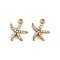 304 Stainless Steel Rhinestone Charms, Ion Plating(IP), Real 18K Gold Plated, Starfish, 14x12x2.5mm, Hole: 1.4mm