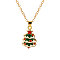 Christmas Alloy Enamel Pendant Necklaces, Golden, Dark Green, Christmas Tree, 18.50 inch(47cm), Pendant: 26x15mm