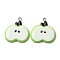 Opaque Resin Pendants, Apple, with Platinum Tone Iron Loop, Lime Green, 29.5x27.5x3.5mm, Hole: 2mm