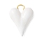 Brass Enamel Pendants, Rack Plating, Long-Lasting Plated, Real 18K Gold Plated, Heart, White, 28x20.5x7mm, Hole: 6x4mm
