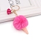 Ice cream Furry Pom-Pom Keychain, for Bag Decoration, Keychain Gift and Phone Backpack, Deep Pink, 14x5cm